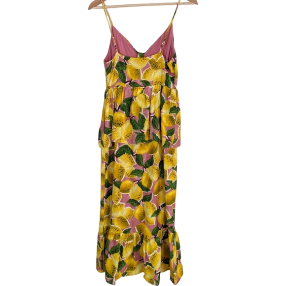 FARM Rio Fresh Lemons Ruffle Yellow Sleeveless Midi Dress - Picture 8 of 14